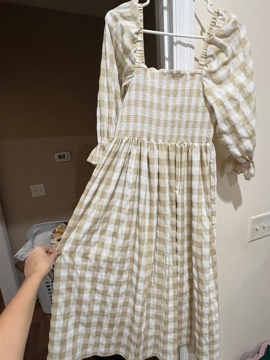 Mud Pie Dresses & Skirts - Mud Pie Cream and White Gingham Maxi Dress with Smocked Bodice